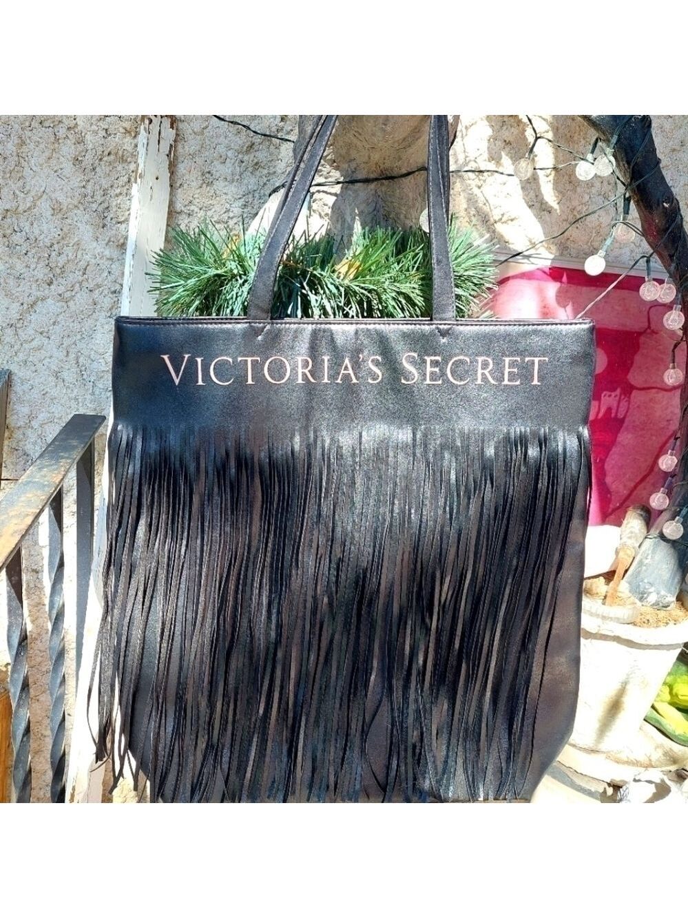 Victoria's Secret Black Fringe Tote